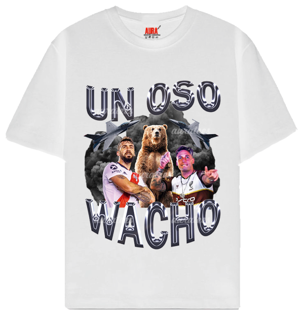 REMERA BLANCA OSO WACHO UN OSO WACHO