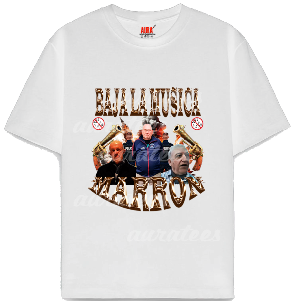REMERA BLANCA baja el volumen BAJA LA MUSICA
