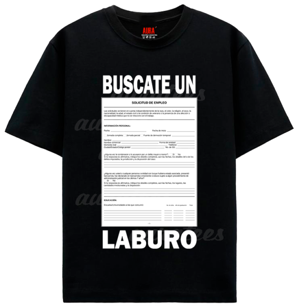 REMERA NEGRA bul ma BUSCATE UN LABURO