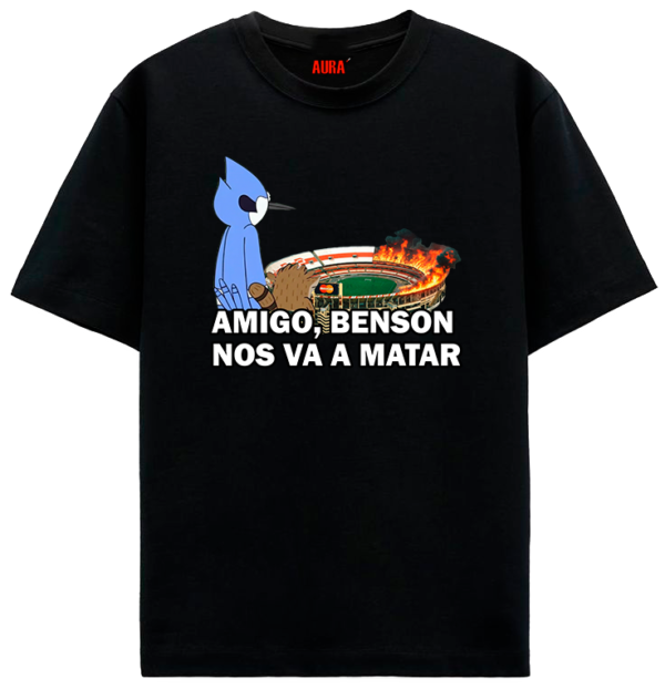 REMERA NEGRA mordecai BENSON NOS VA A MATAR