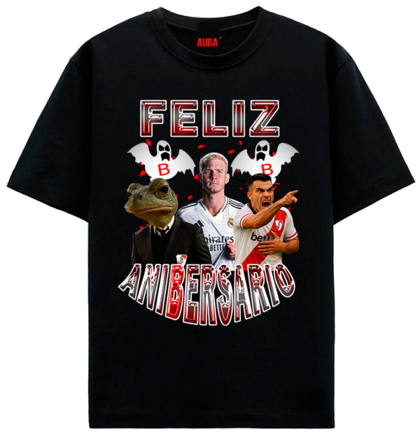 REMERA NEGRA rg FELIZ ANIBERSARIO