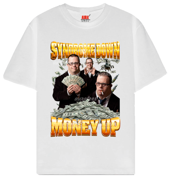REMERA blanca syndrome down SYNDROME DOWN MONEY UP